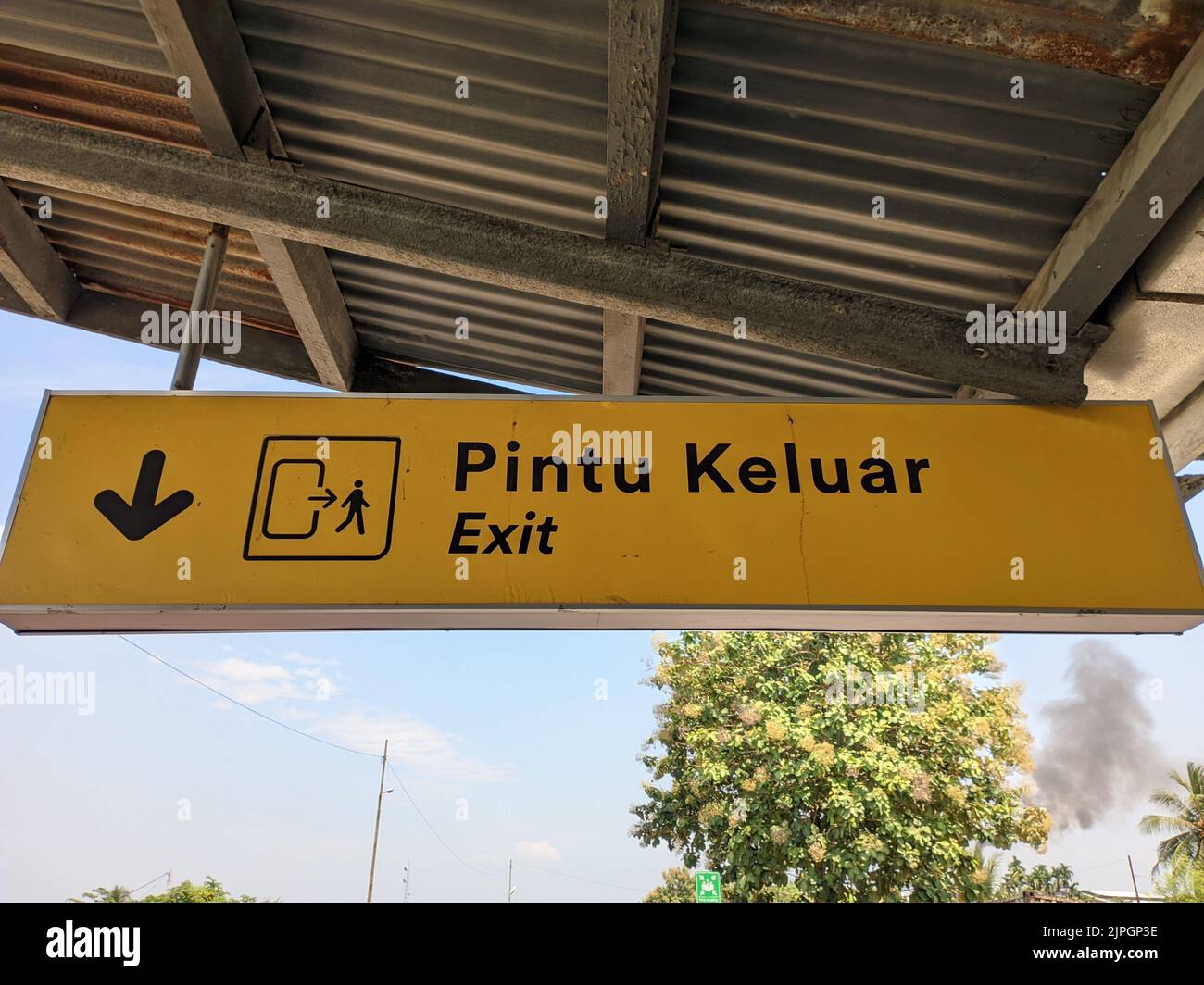 Traffic Signs Mountainous Backgrounds Writing Indonesian Stock Photo  1920028658