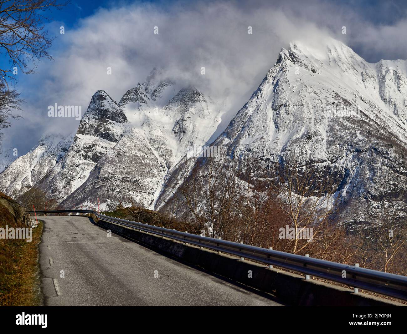 The magnificent Hjørundfjord in between the Sunnmøre Alps, Møre og ...