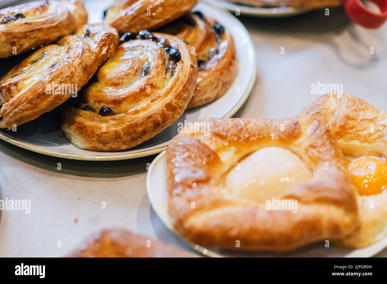 A Selection of Danish Pastries on a Plate Stock Photo Alamy