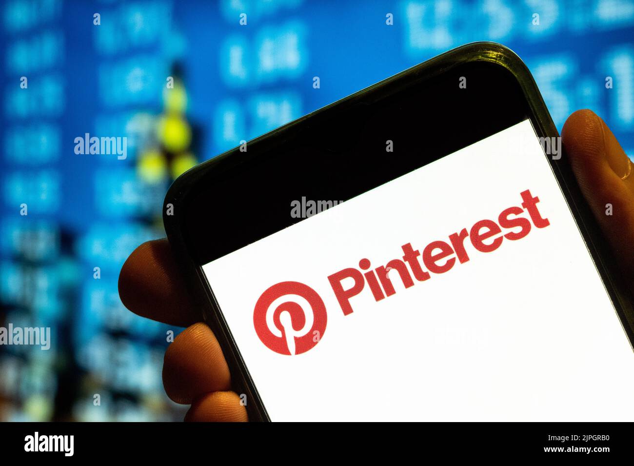 China. 25th July, 2022. In this photo illustration, the social media web and mobile application company Pinterest logo is displayed on a smartphone screen. (Credit Image: © Budrul Chukrut/SOPA Images via ZUMA Press Wire) Stock Photo