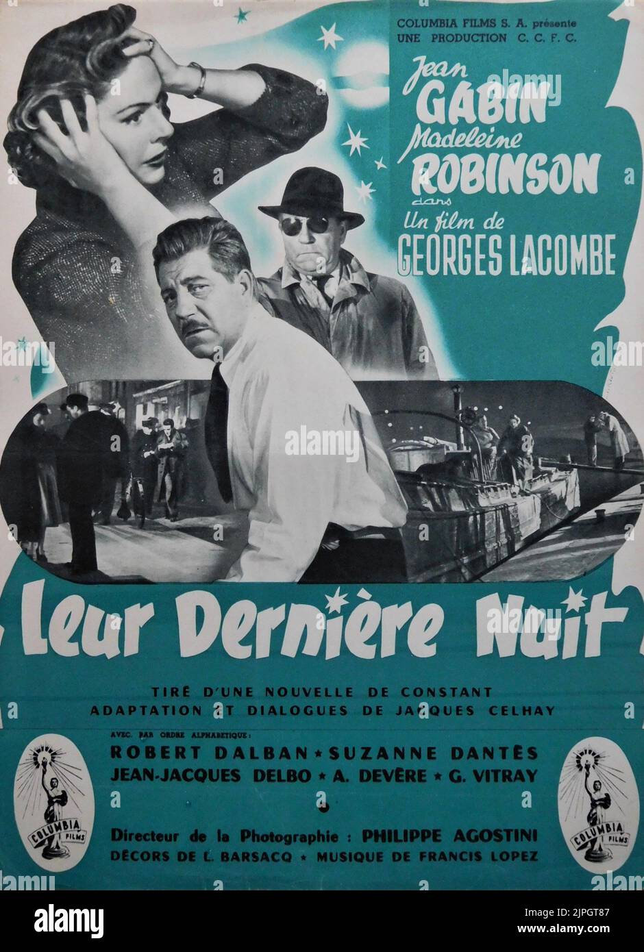 JEAN GABIN and MADELEINE ROBINSON in LEUR DERNIERE NUIT / THEIR LAST NIGHT 1953 director GEORGES LACOMBE Compagnie Commerciale Francaise Cinematographique (CCFC) / Columbia Films Stock Photo