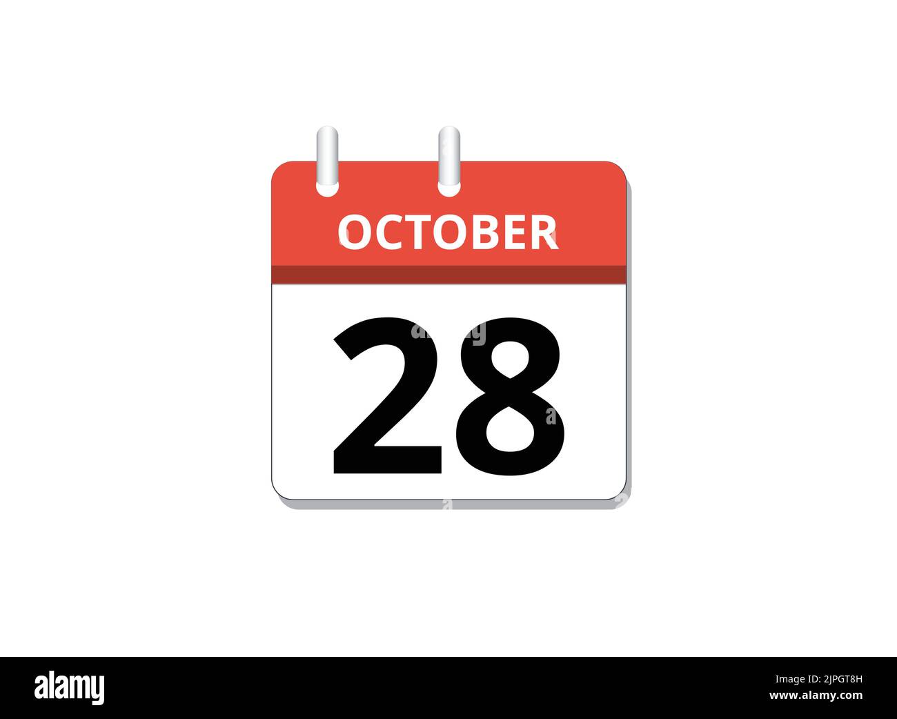 October, 28th calendar icon vector, concept of schedule, business and tasks Stock Vector