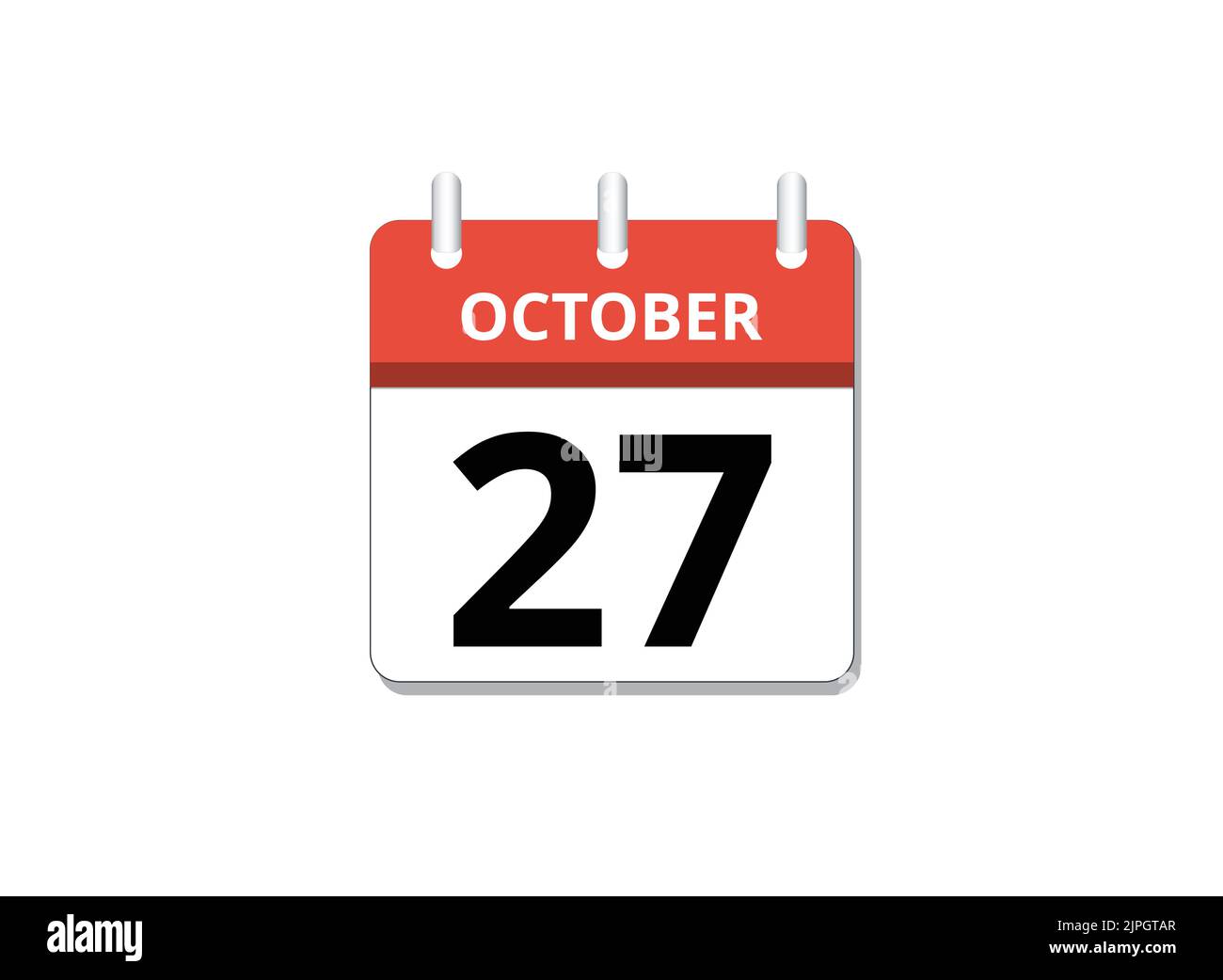 October, 27th calendar icon vector, concept of schedule, business and tasks Stock Vector