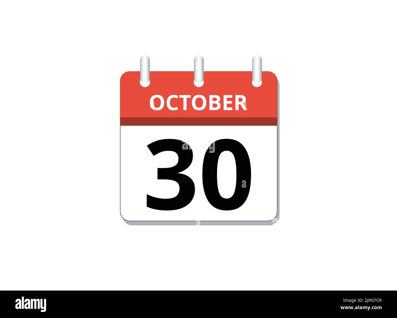 October, 30th calendar icon vector, concept of schedule, business and