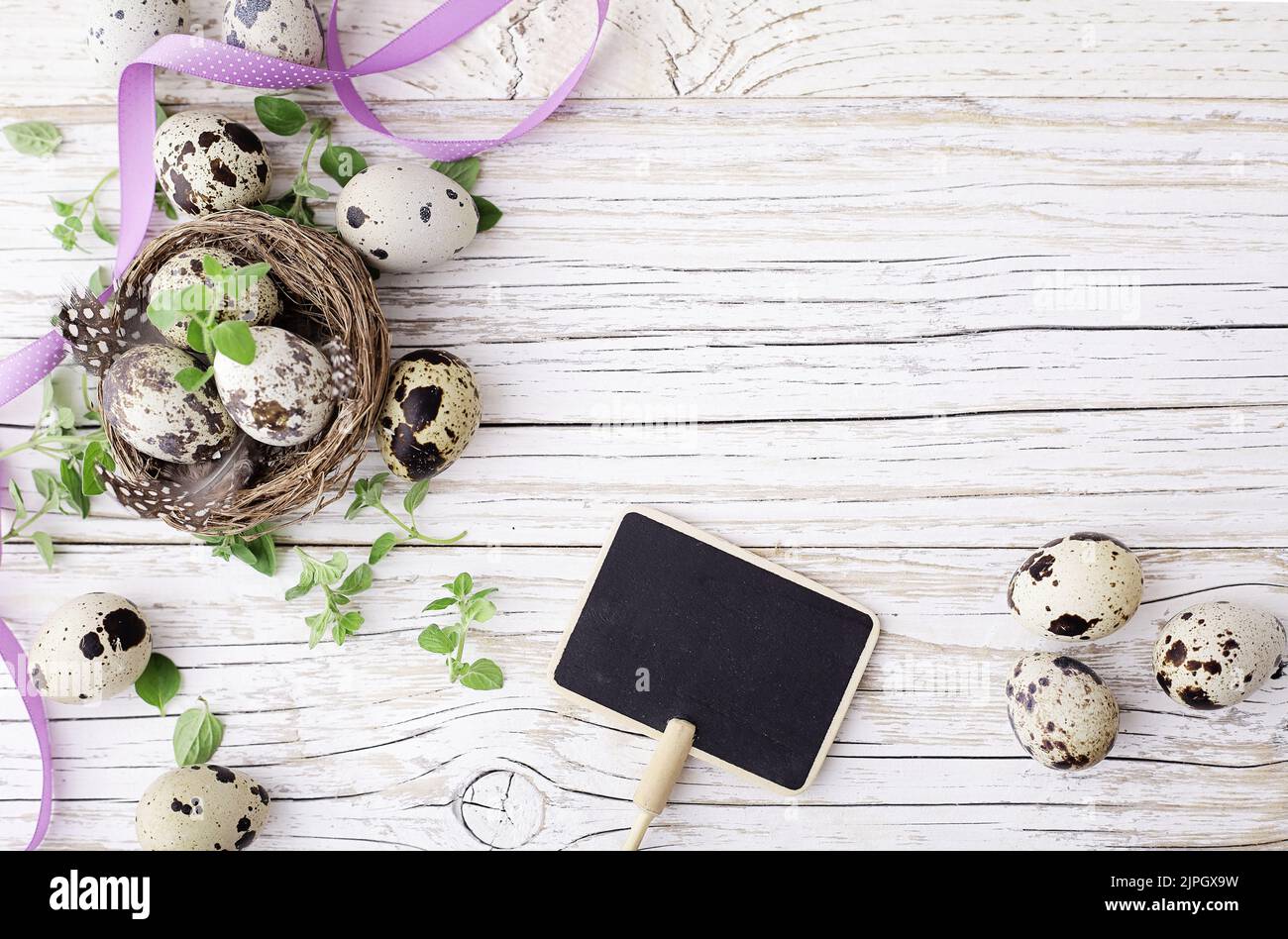 easter nest, quail, easter decoration, easters, quails, easter decorations Stock Photo