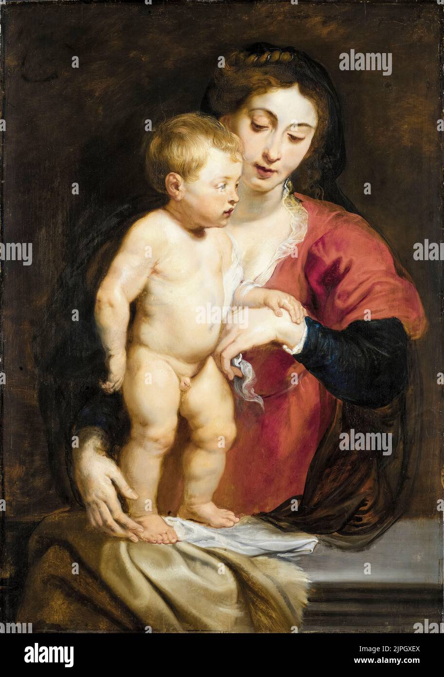 Peter Paul Rubens, Madonna and Child, painting in oil on panel, 1615-1618 Stock Photo