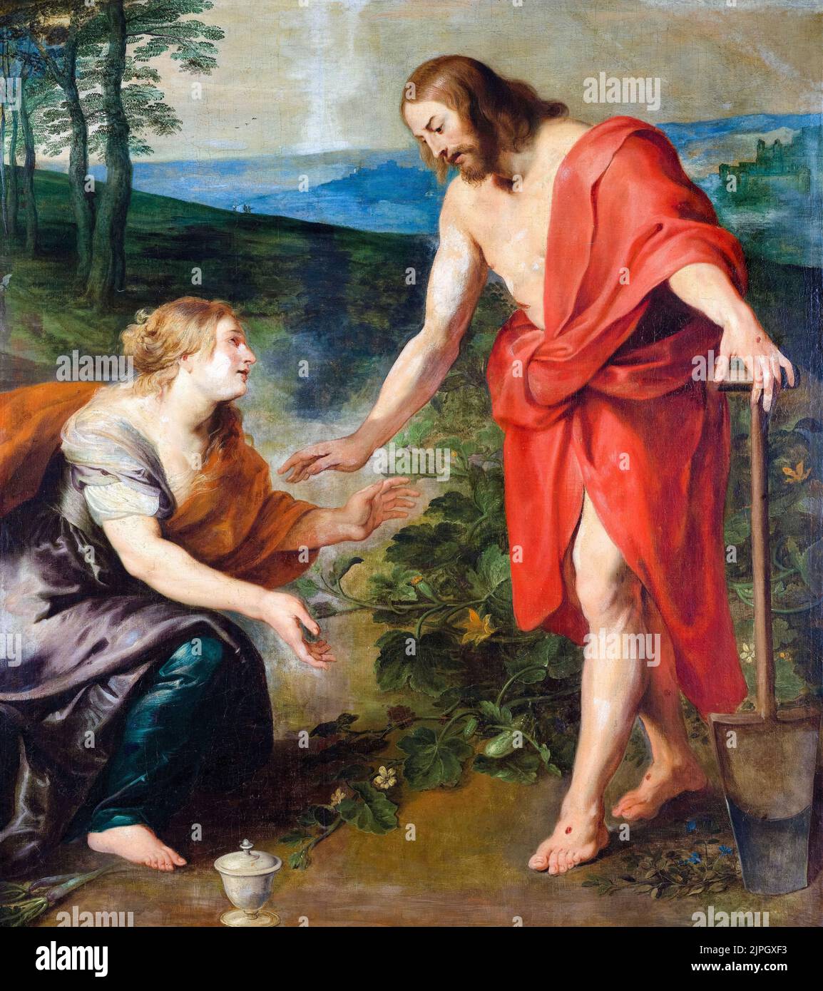 Christ Appearing to Mary Magdalen as a Gardener (Noli me Tangere), painting in oil on canvas by Peter Paul Rubens (and workshop), 1615-1618 Stock Photo