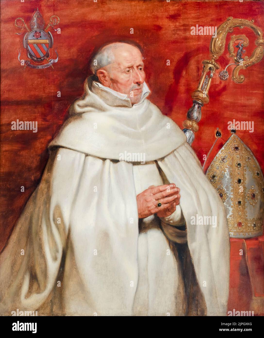 Matthaeus Yrsselius (1541-1629), Abbot of St Michael's Abbey in Antwerp, portrait painting in oil on oak wood by Peter Paul Rubens, circa 1624 Stock Photo