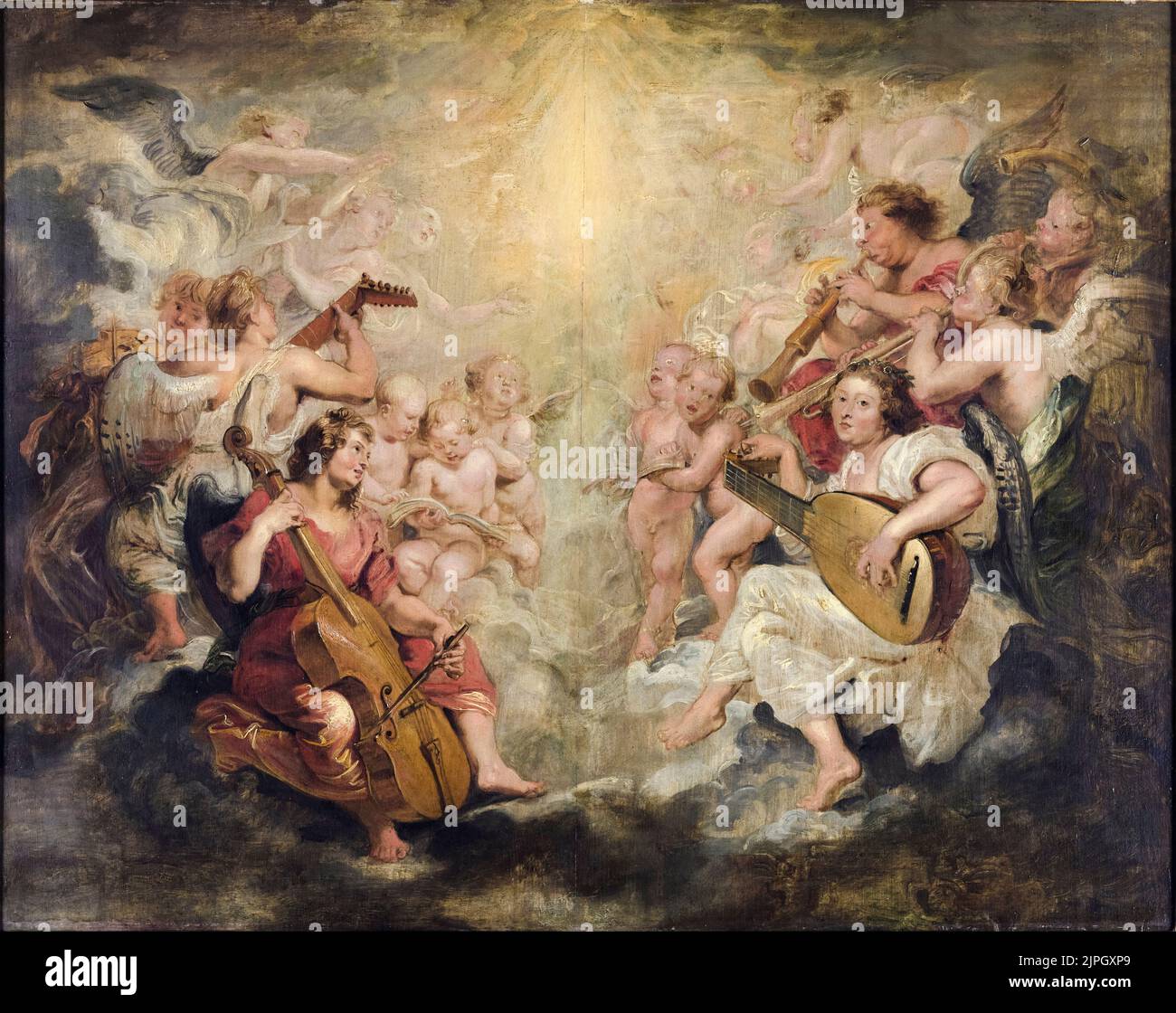 Peter Paul Rubens, Music making Angels, painting in oil on panel, 1625-1627 Stock Photo
