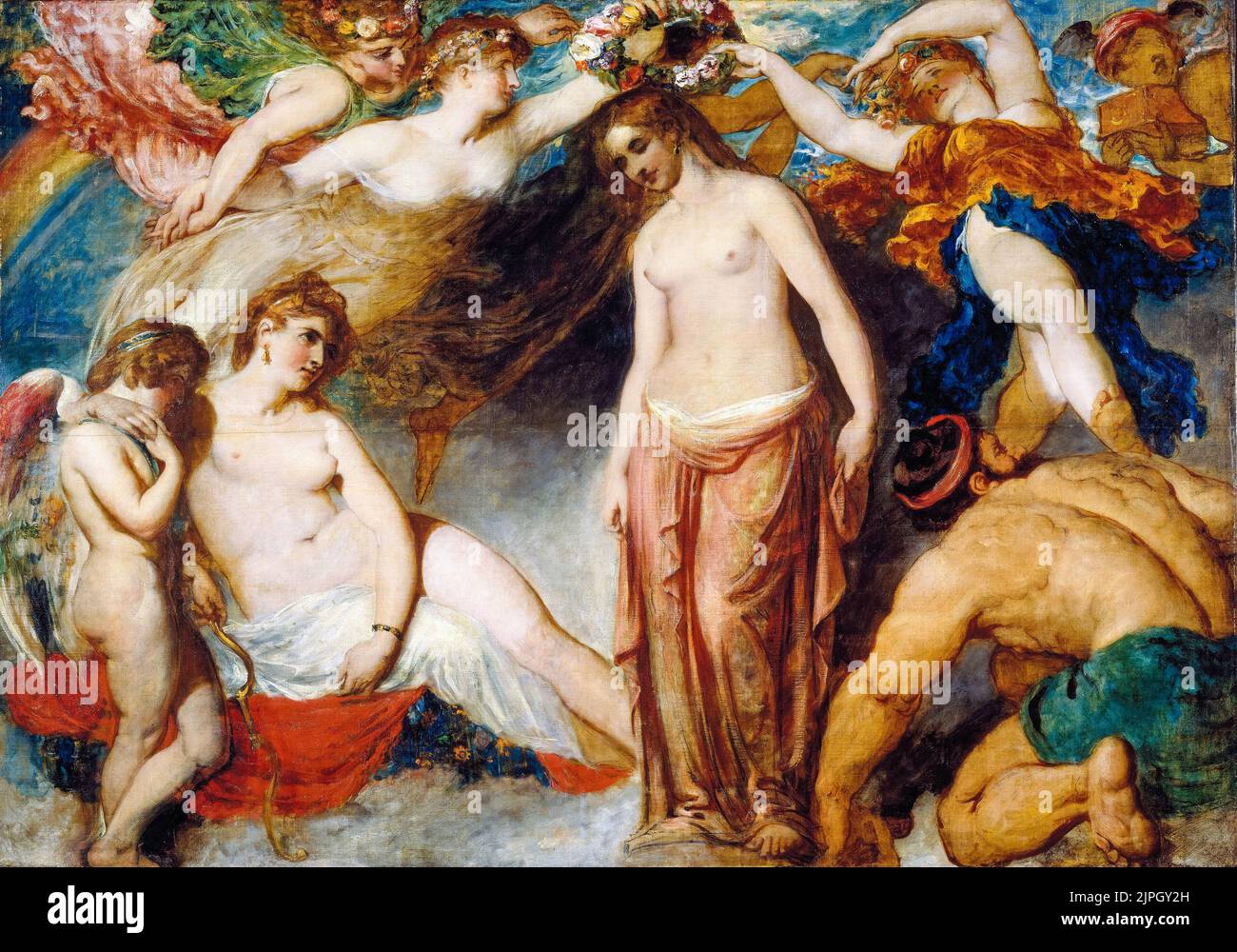 William Etty, Pandora Crowned By The Seasons, painting in oil on canvas, 1823-1824 Stock Photo