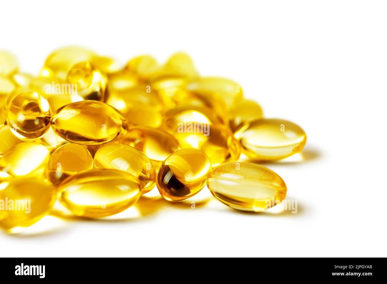 Vitamin D3, omega 3 fish oil supplement softgel capsules isolated on