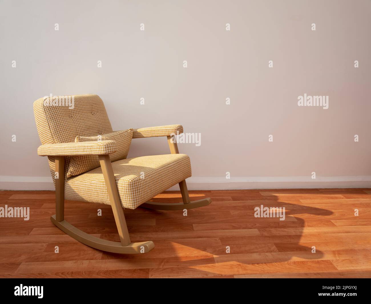 Empty Room Rocking Chair An empty room with a rocking armchair on the wooden floor Stock Photo ...
