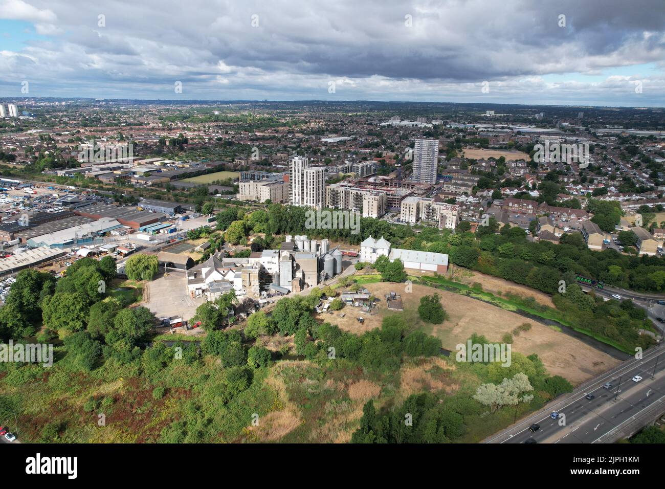 Enfield North London Tower blocks UK  drone aerial view Stock Photo