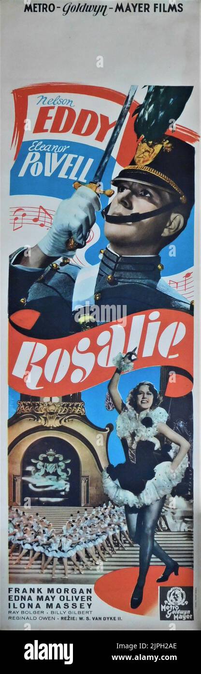 Czech Poster for NELSON EDDY and ELEANOR POWELL in ROSALIE 1937 director W.S. VAN DYKE songs Cole Porter Metro Goldwyn Mayer Stock Photo
