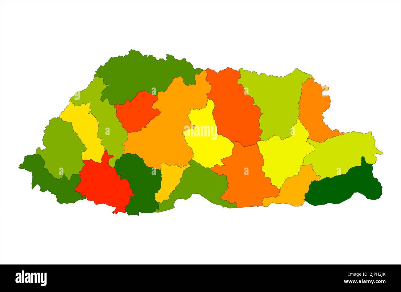 Bhutan State Detailed Vector map illustraiton on white background Stock ...