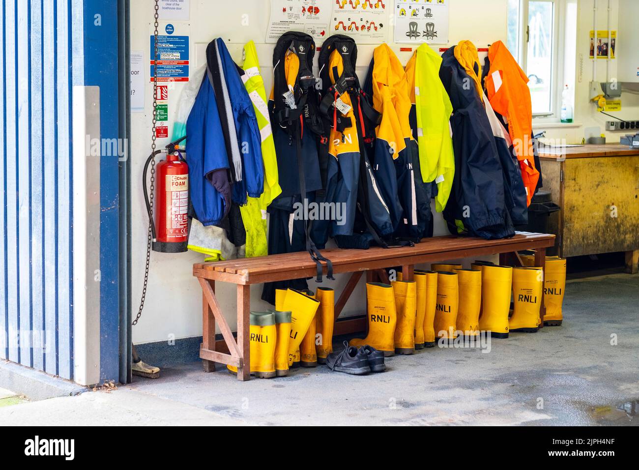 RNLI Wellington boots and safety gear Stock Photo Alamy