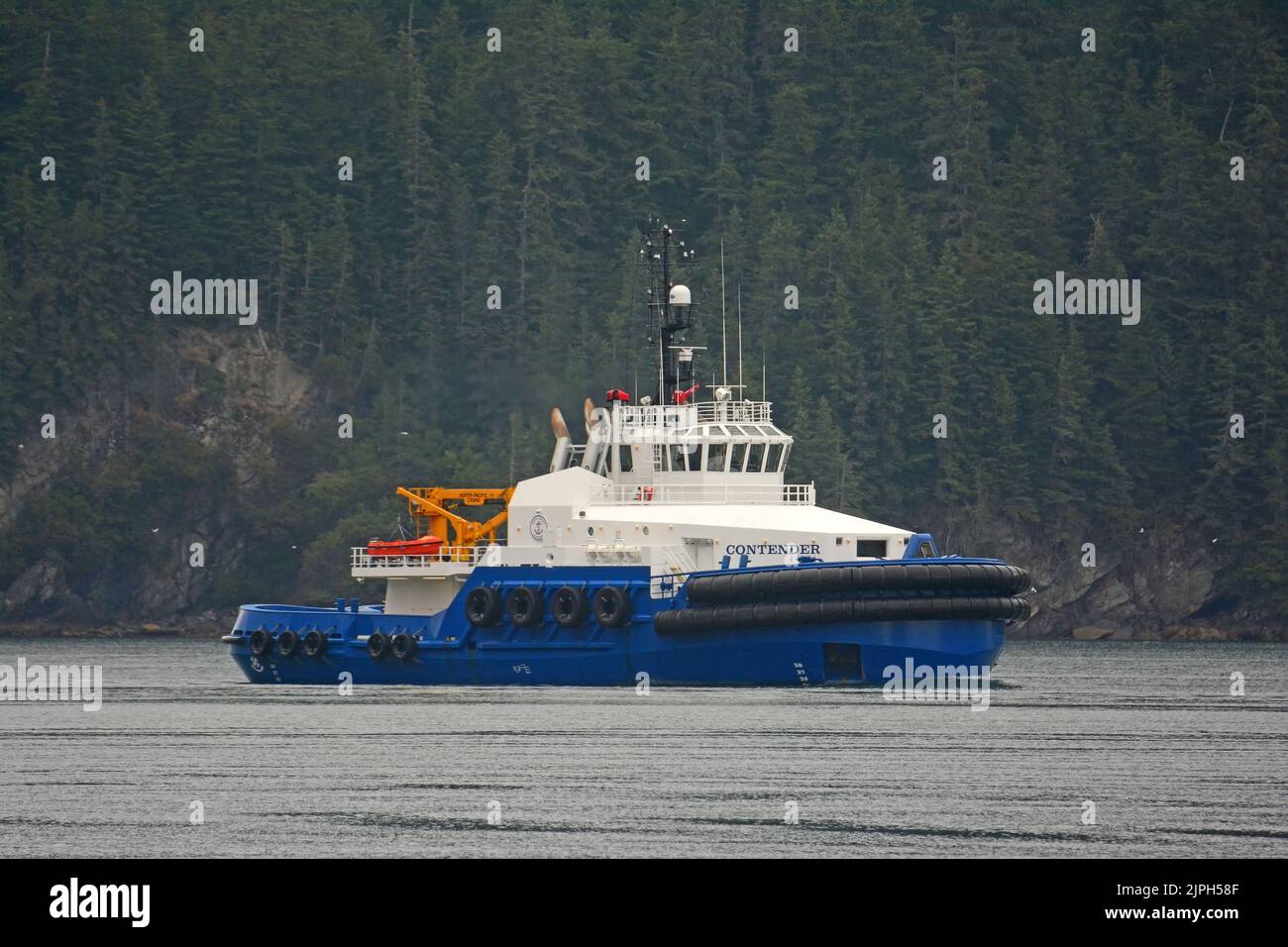 Crane ship, Valdez, Alaska Stock Photo
