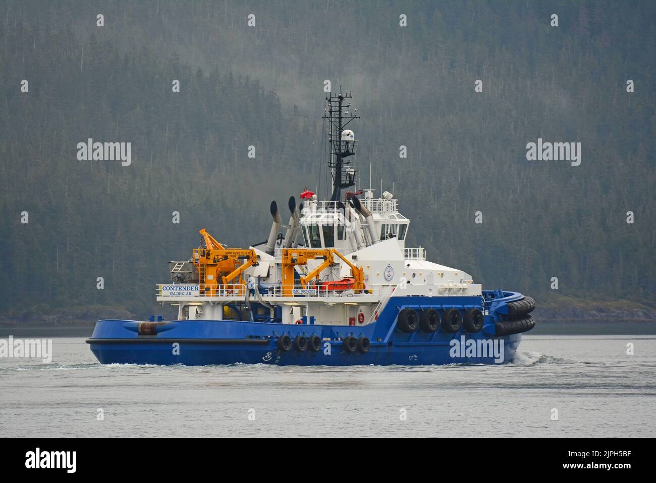 Crane ship, Valdez, Alaska Stock Photo
