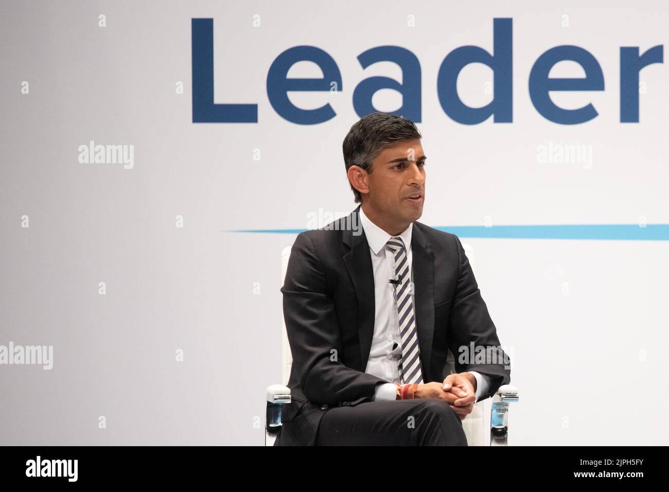 Rishi Sunak 2022 - speaking at the Conservative Leadership Election hustings in Perth, Scotland, UK on 16 August 2022 Stock Photo