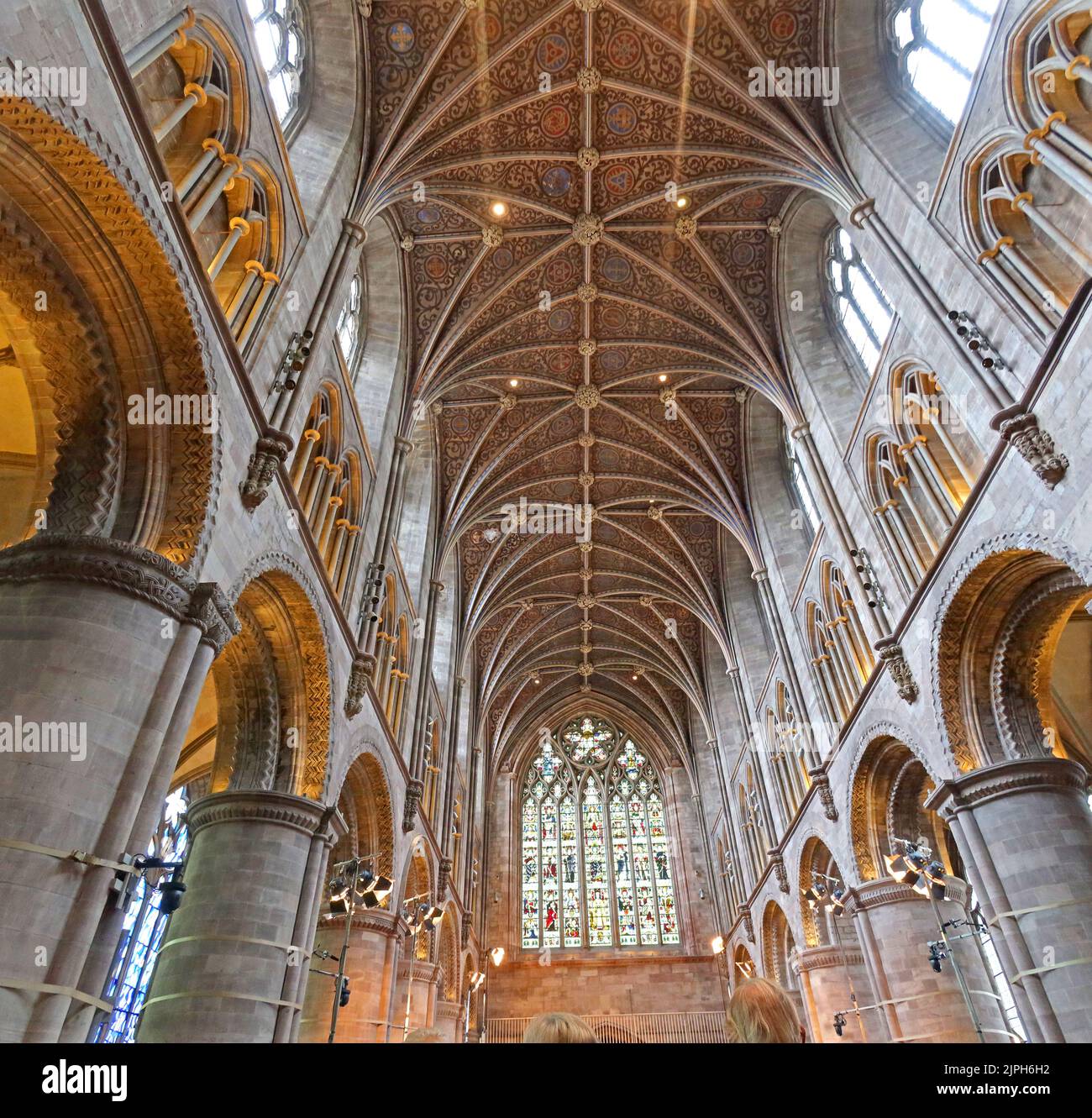 Interior ceiling and roof of Hereford cathedral - 5 College Cloisters, Cathedral Close, HR1 2NG Stock Photo