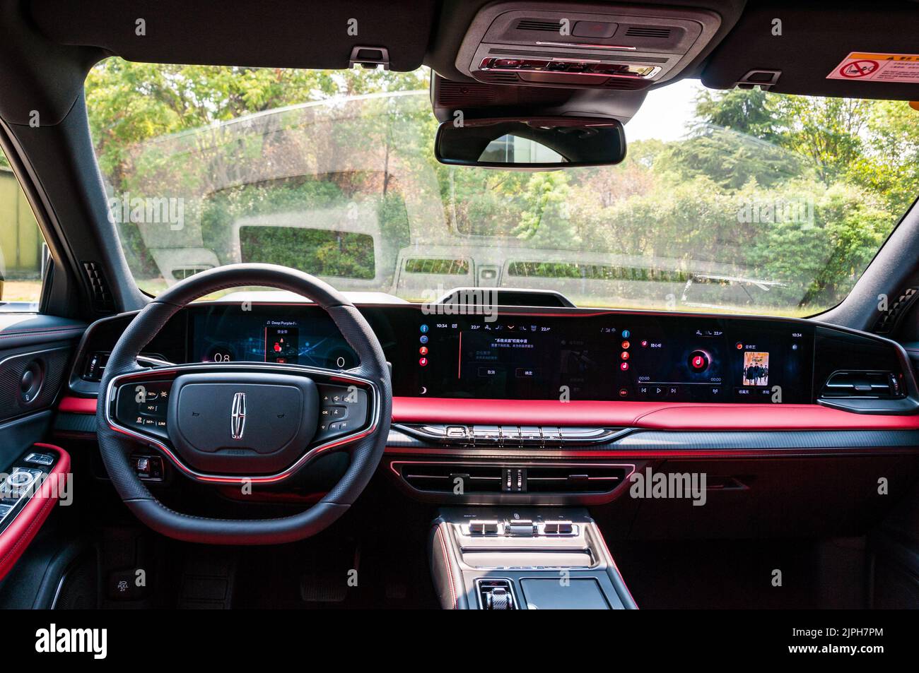 The interior of the Lincoln Zephyr sedan car seen on a test drive in