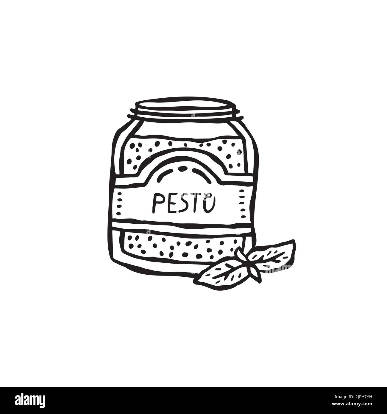Vector hand-drawn illustration of Italian cuisine. Pesto Stock Vector