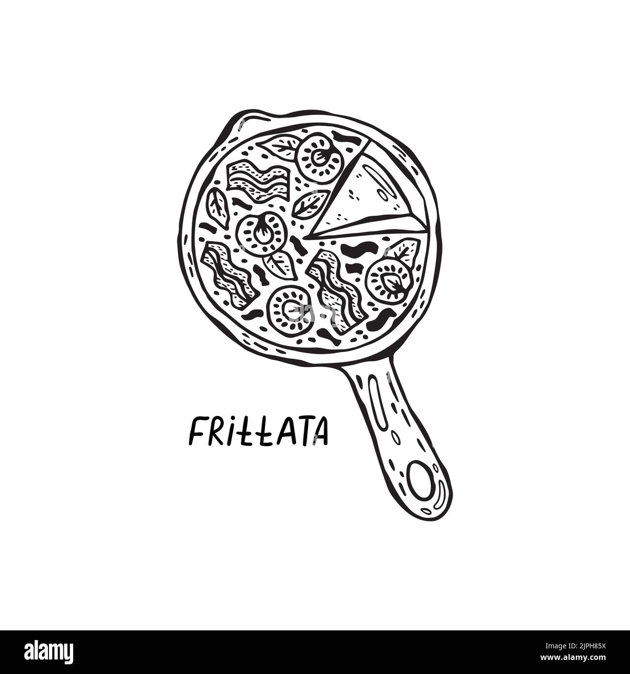 Vector hand-drawn illustration of Italian cuisine. Frittata Stock ...