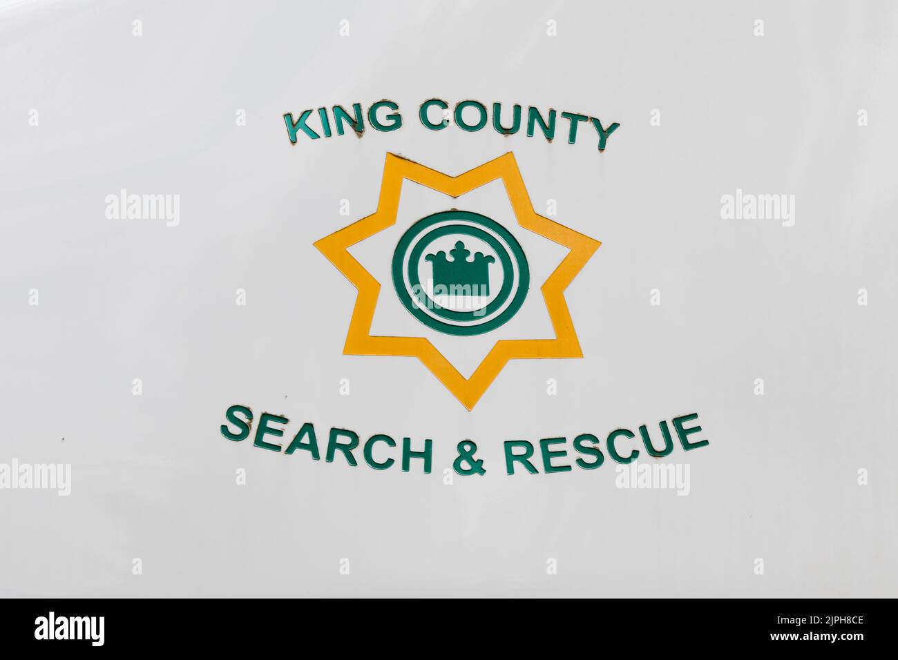 North Bend, WA, USA - August 13, 2022; Logo for King County Search and Rescue on vehicle Stock Photo