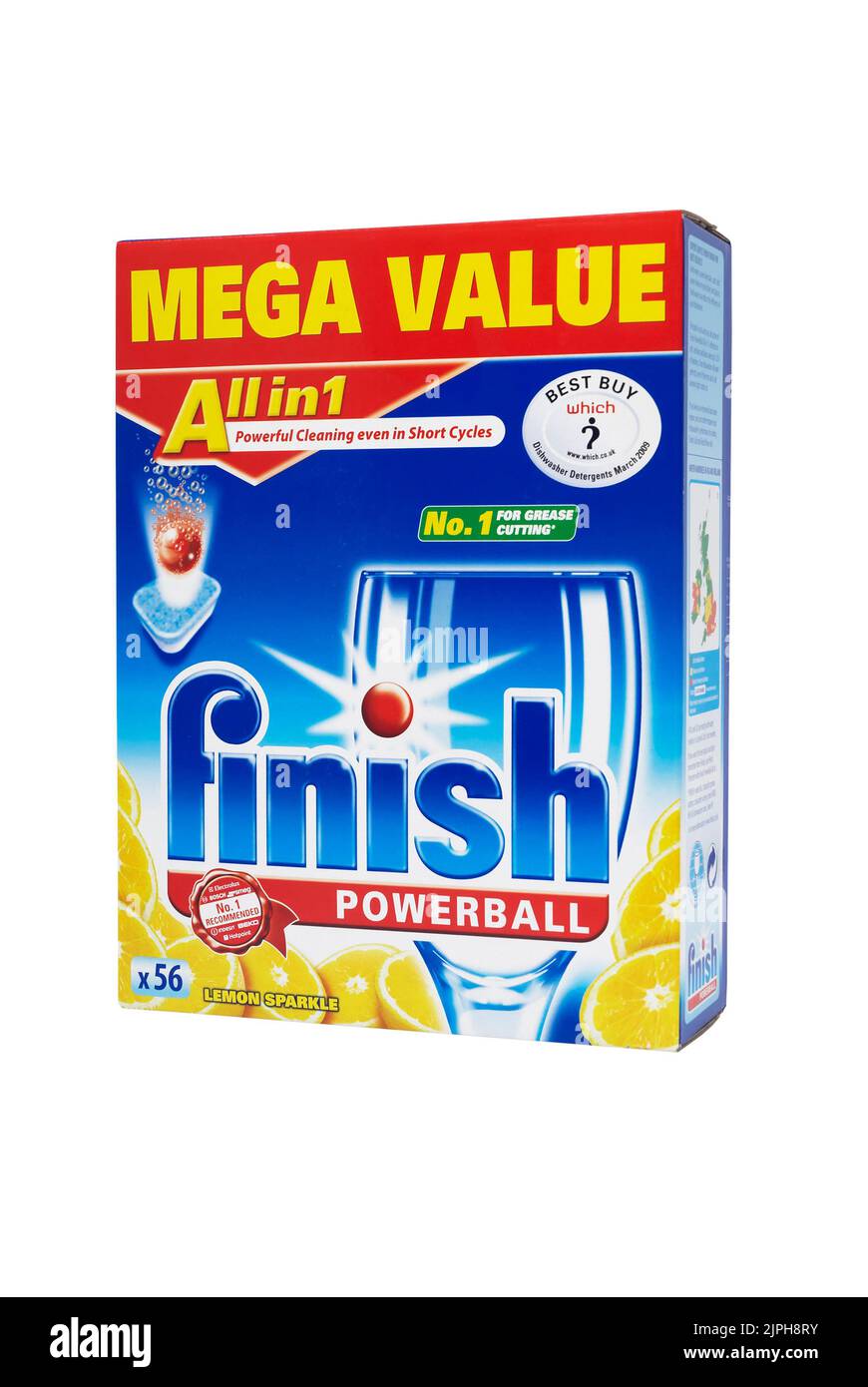 July 5th, 2011 Box of Finish Powerball dishwasher tablets on white