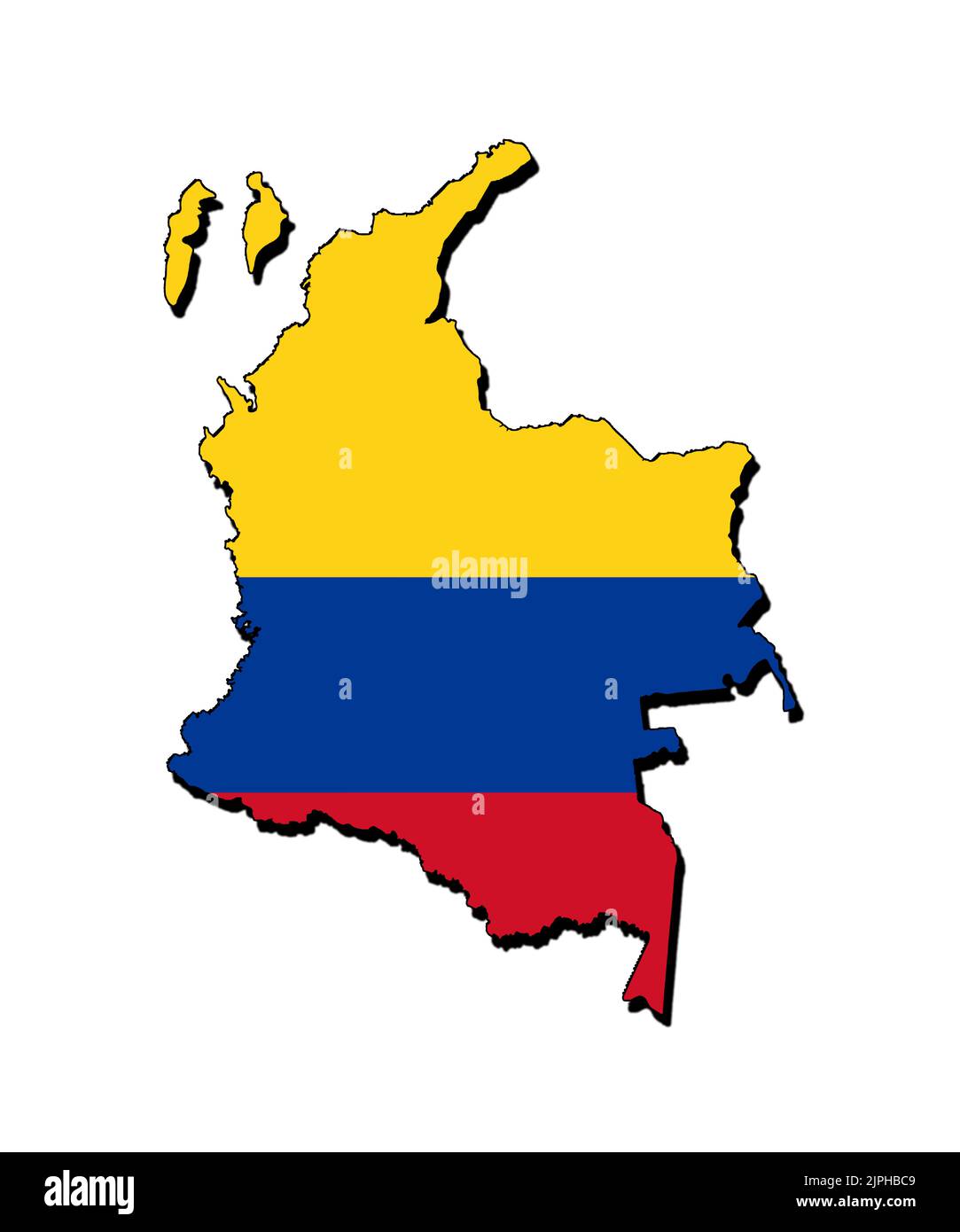 Silhouette of the map of Colombia with its flag Stock Photo