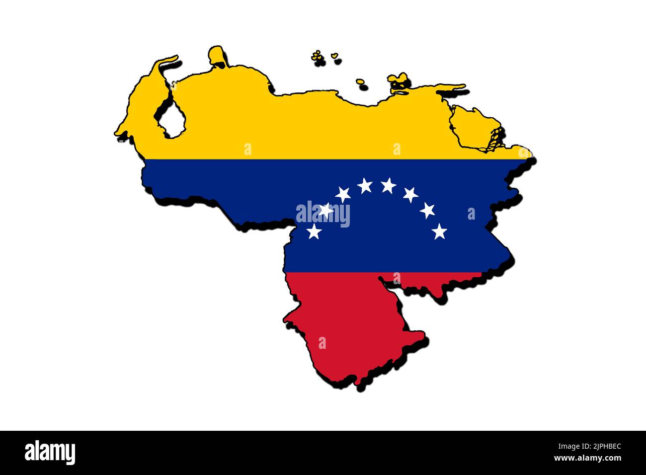 Silhouette of the map of Venezuela with its flag Stock Photo