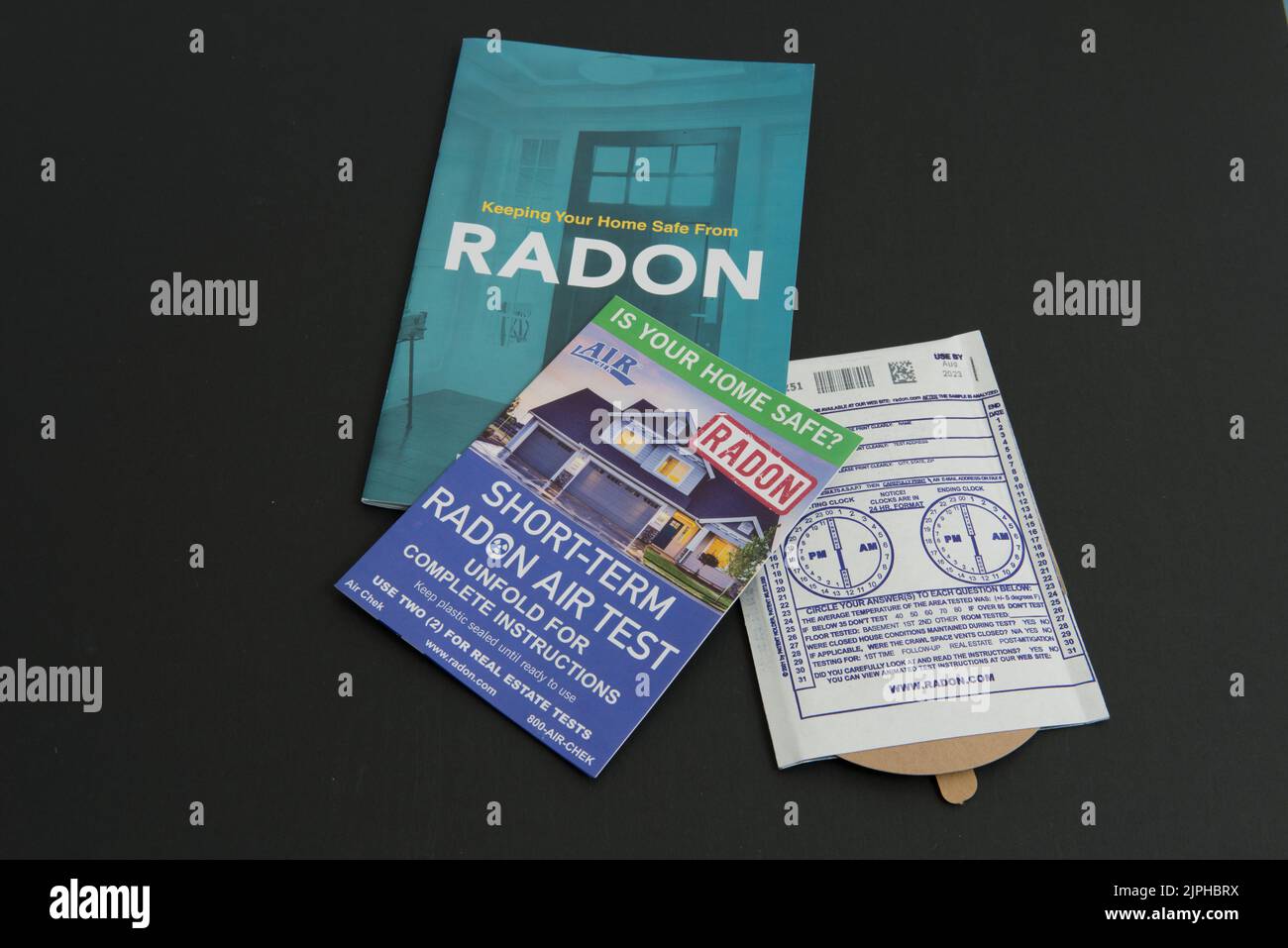 An at home, do it yourself radon testing kit with the informational