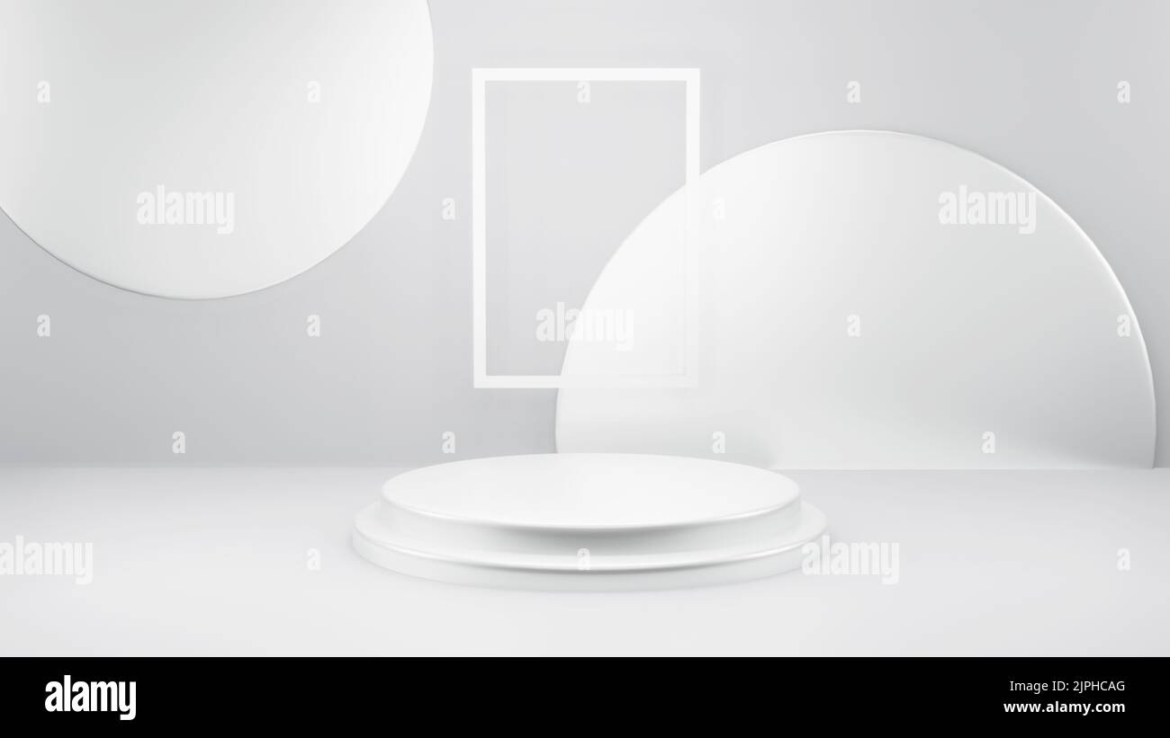 3D Rendering abstract minimal white showcase, mockup for product scene ...