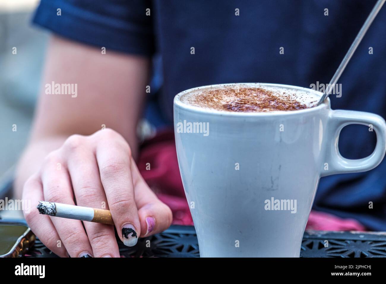 Smoking coffee hi-res stock photography and images
