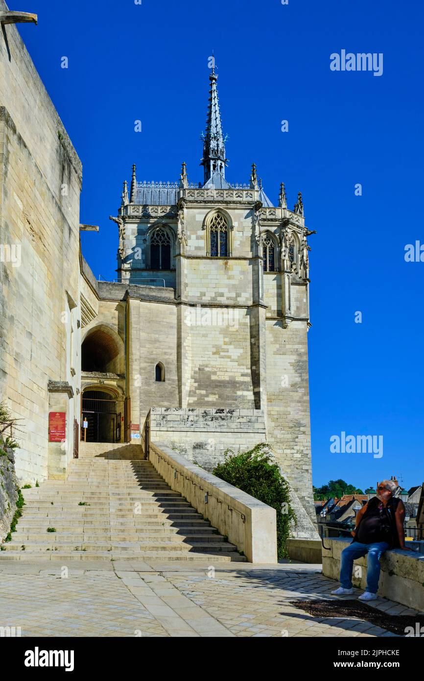 France, Indre-et-Loire, Amboise, royal castle of Amboise, Chapel of St. Hubert where is Leonardo da Vinci buried Stock Photo