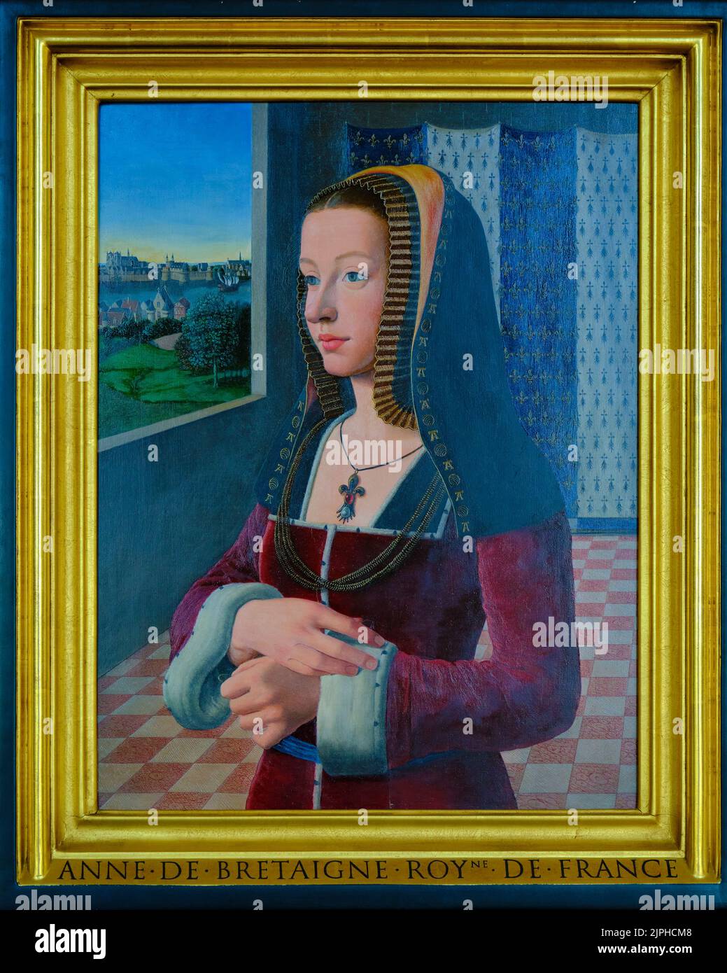 France, Indre-et-Loire, Amboise, Loire Valley Castles, royal castle of Amboise, portrait of Anne of Brittany Stock Photo