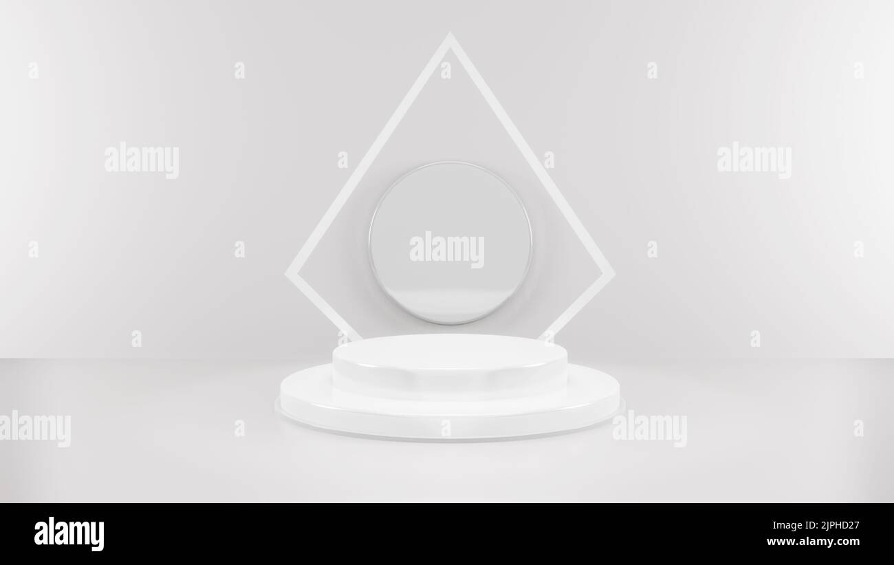 3D Rendering abstract minimal white showcase, mockup for product scene ...