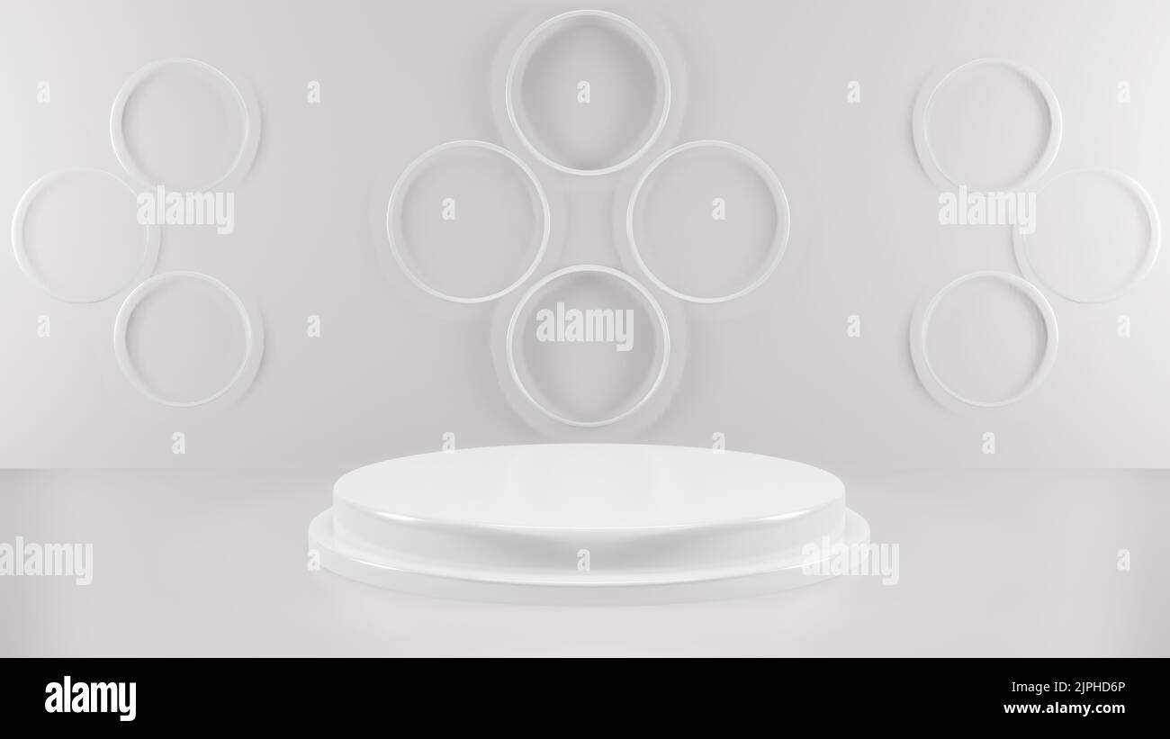 3D Rendering abstract minimal white showcase, mockup for product scene ...