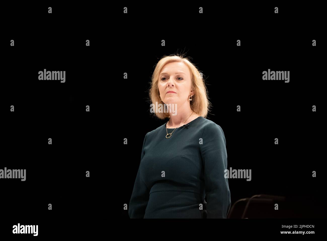 Liz Truss 2022 - Liz Truss at the Conservative Leadership Election Hustings in Perth, Scotland, UK - 16 August 2022 Stock Photo