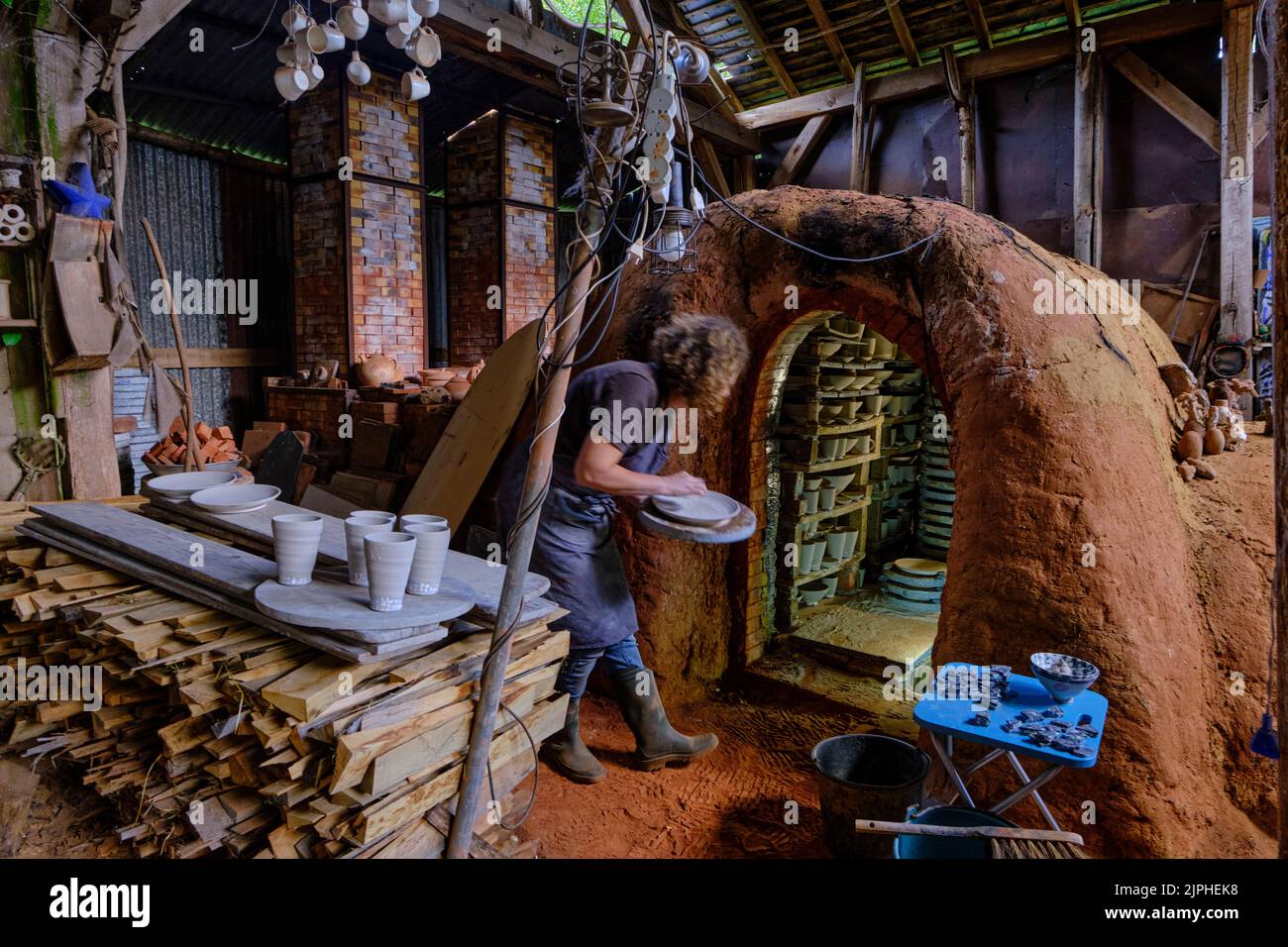 France, Cher (18), Henrichemont, La Borne, village of potters, the ceramist Maya Micenmacher-Rousseau Stock Photo