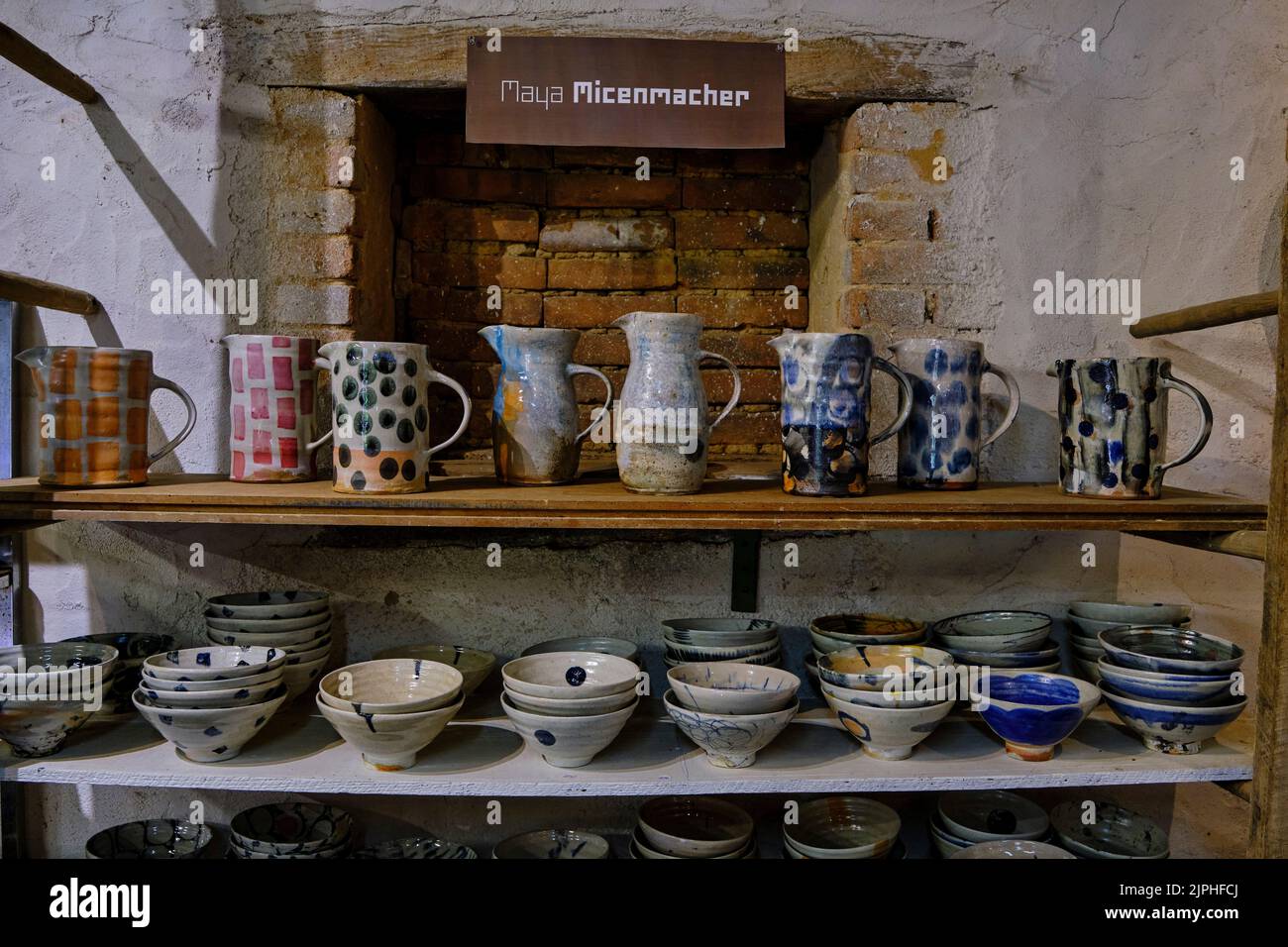 France, Cher (18), Henrichemont, La Borne, village of potters, the ceramist Maya Micenmacher-Rousseau Stock Photo