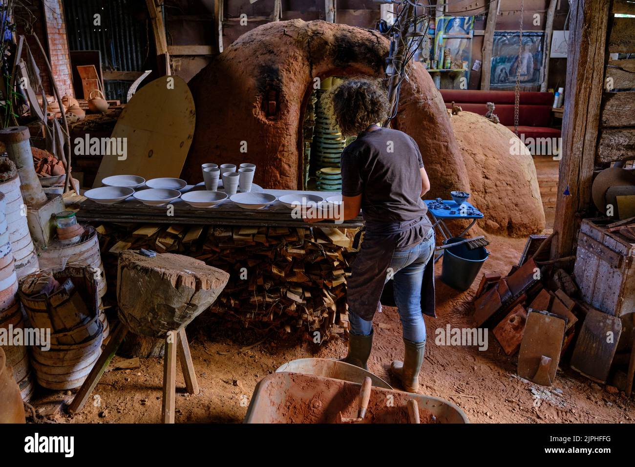 France, Cher (18), Henrichemont, La Borne, village of potters, the ceramist Maya Micenmacher-Rousseau Stock Photo