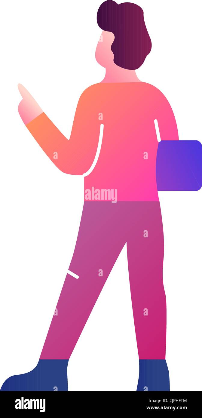 Vector man work on promotion marketing campaign icon. Social media ...