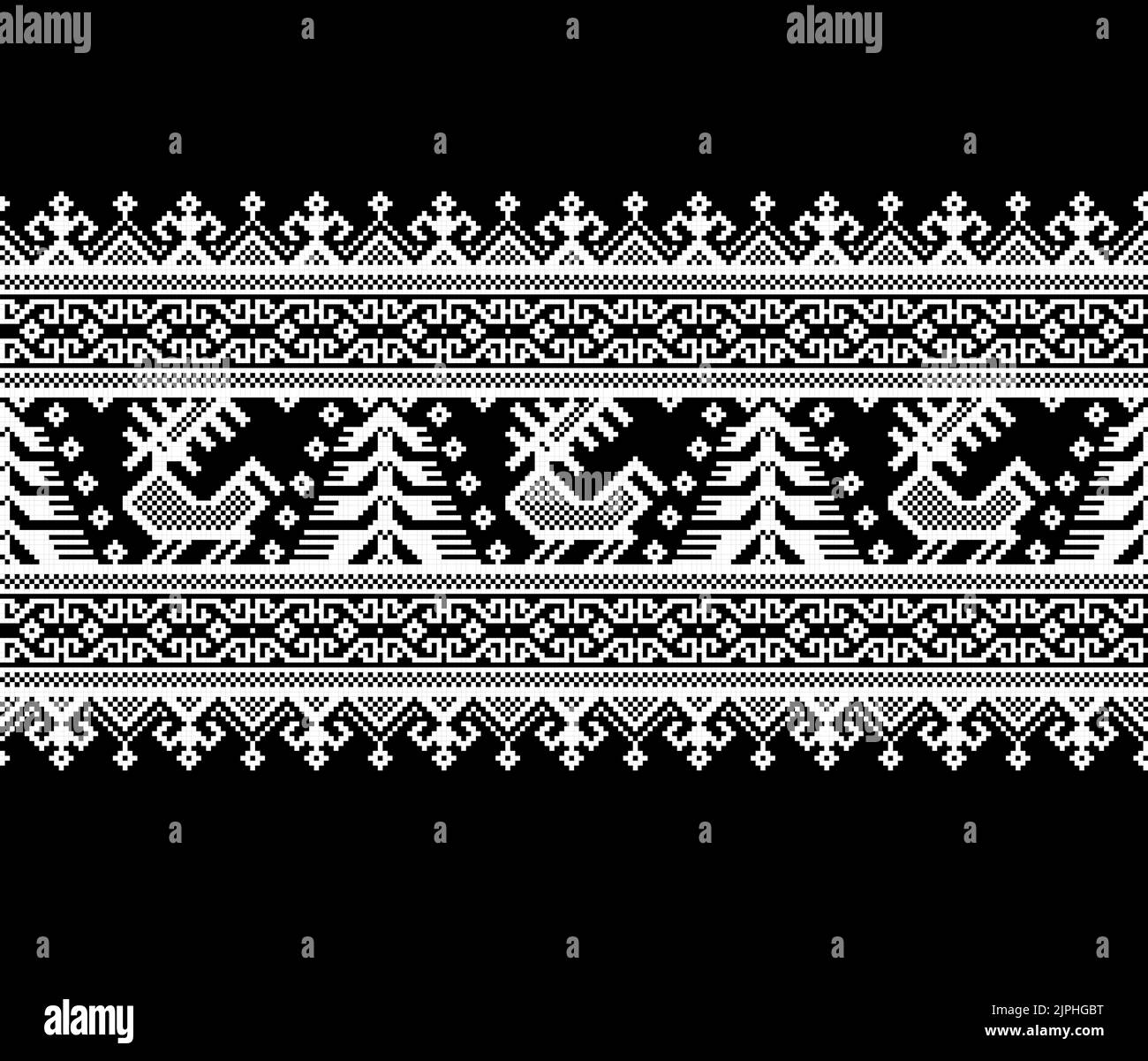 Vector illustration of Ukrainian folk seamless pattern ornament. Ethnic ornament. Border element. Traditional Ukrainian, Belarusian folk art knitted Stock Vector