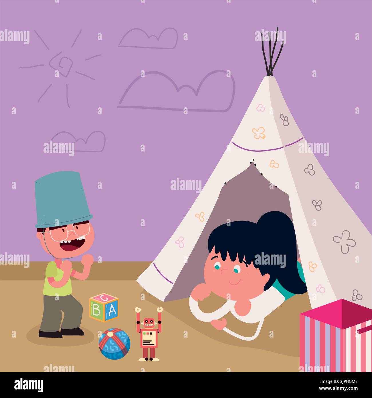 smiling kids playing Stock Vector Image & Art - Alamy
