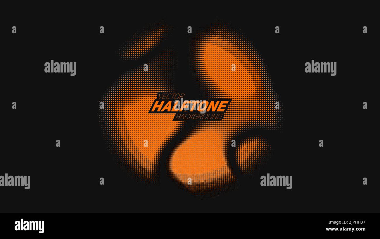 Abstract vector torn orange halftone distorted sphere. Scrathed dotted ...
