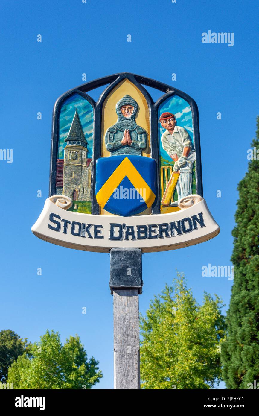 Village sign, Stoke D’Abernon, Surrey, England, United Kingdom Stock Photo