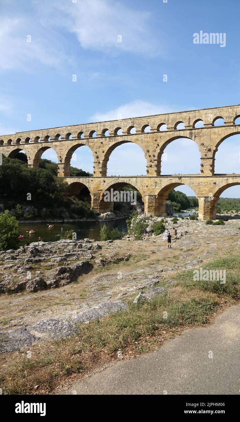 aqueduct, pont du gard, vers-pont-du-gard, aqueducts, pont du gards Stock Photo