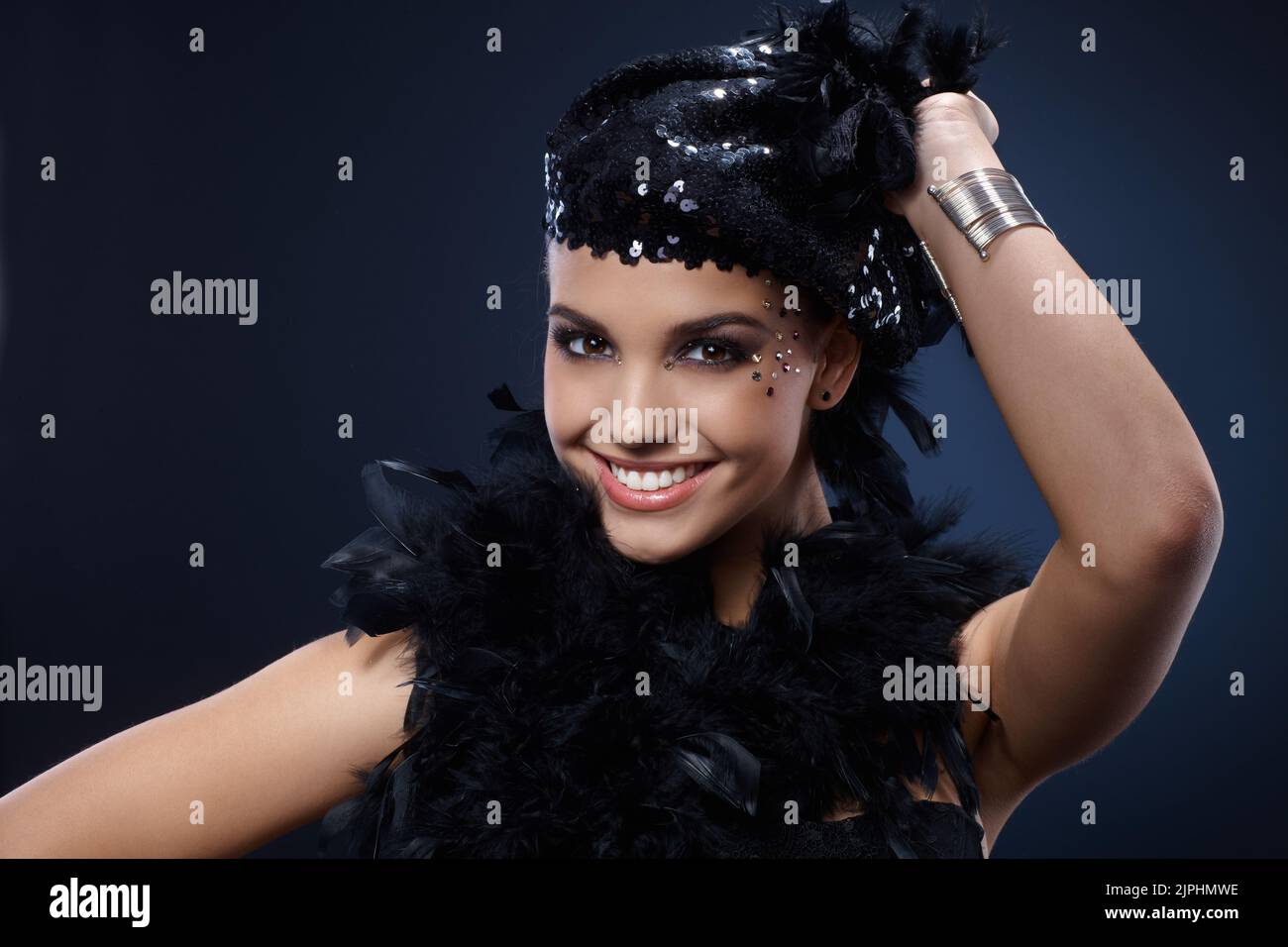 Wearing feather boa hi-res stock photography and images - Alamy