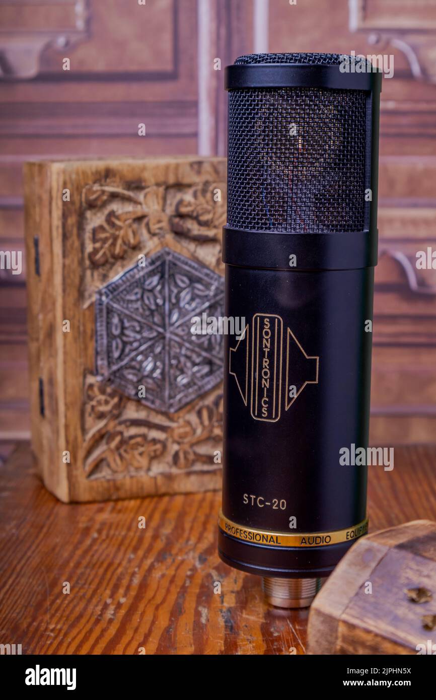A Black Sontronics STC-20 Large Diaphragm studio condenser microphone Stock Photo